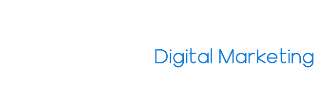 white letter MER and blue letters digital marketing