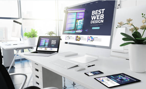 desktop, laptop, tablet and mobile phone displaying best website design